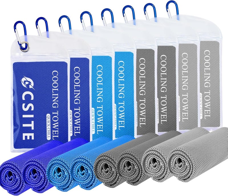 CASITE Cooling Towels for Neck and Face - 8 Pack 47x12 Inch Ice Cold Microfiber Towels, Soft & Breathable Cooling Towel for Hot Weather, Sports, Yoga, Workout, Running, Golf, Camping - Image 1